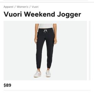 Vuori Weekend Jogger – Black – Size XS
